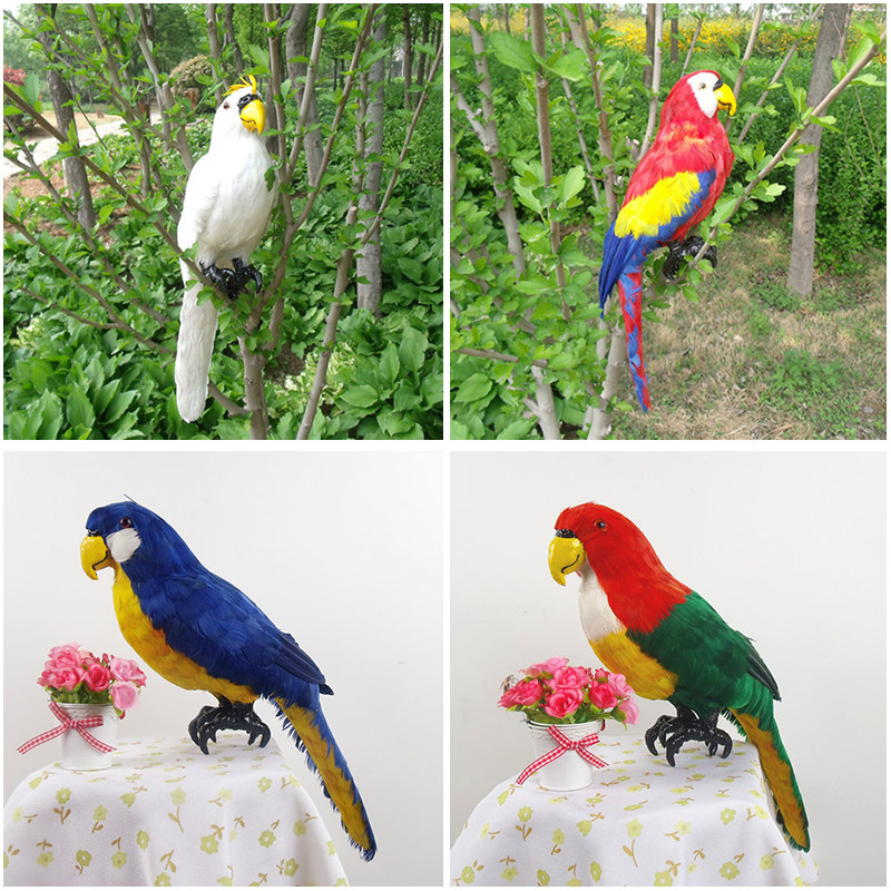 Simulation parrot feather ornaments wedding photography props hotel window decoration bird macaw static model