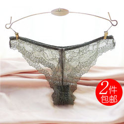 Lace thong women's temptation T-pants women's sexy transparent seamless underwear t-pants women's large size medium low waist peach buttocks