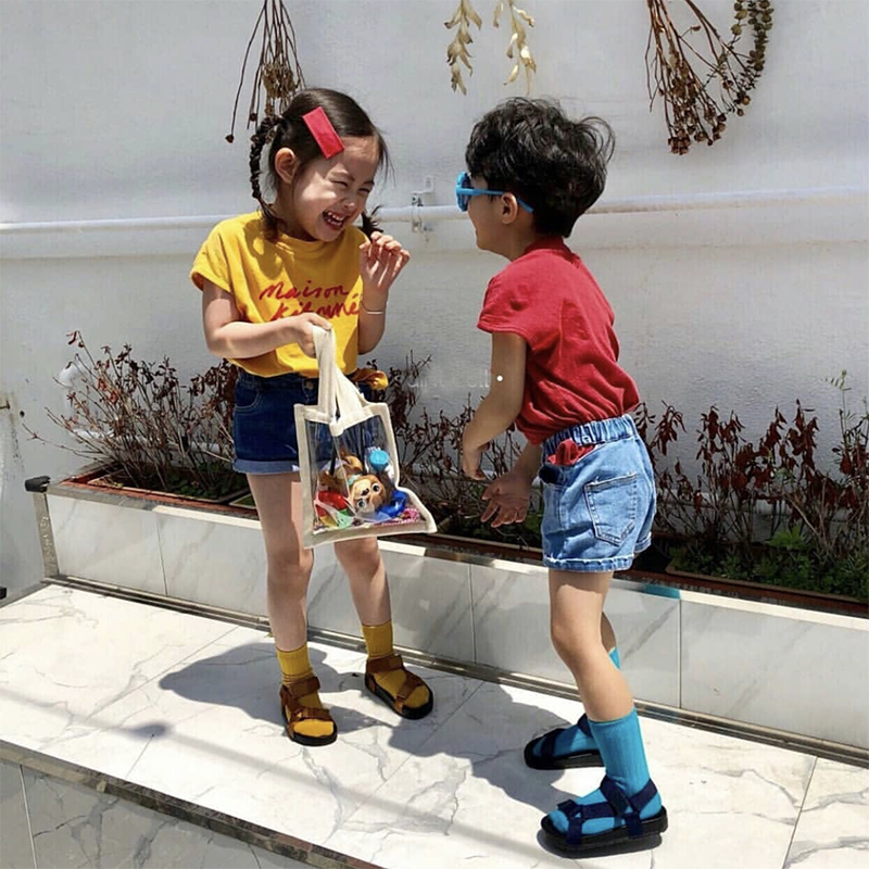 INS wind South Korea export children's tote bag storage toy bag transparent bag baby outing snack small bag