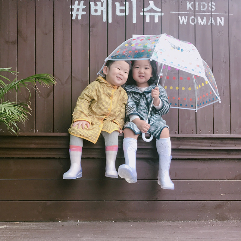INS Wind Outlet Korea Children Clear Rain Dual-use Umbrella High Quality Durable Umbrella Bone Baby Transparent Umbrella Beach Umbrella-Taobao