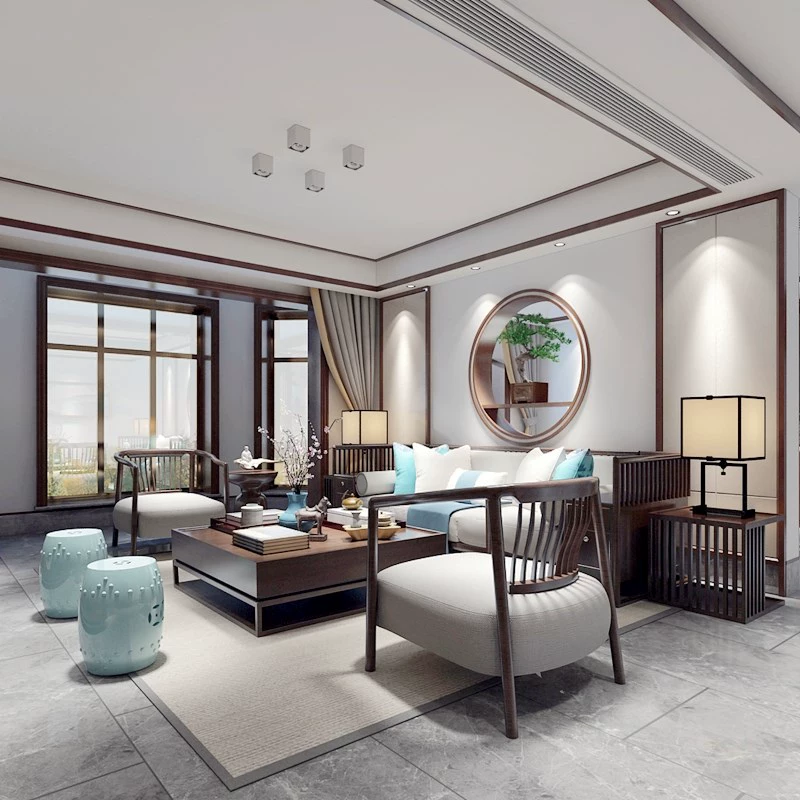 Mới phong cách Trung Quốc sofa gỗ rắn hiện đại biệt thự mẫu sofa phòng kết hợp đơn giản nhỏ căn hộ phòng khách đồ nội thất có thể được tùy chỉnh - Bộ đồ nội thất
