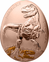 Asian Dinosaur Series 3-Tarbosaurus partially gold-plated egg-shaped curved surface commemorative coin issued by Samoa in 2022