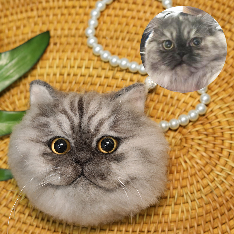 Customized pet for wool felt, tailored to the cat puppy keyring wool felt finished product creative birthday present