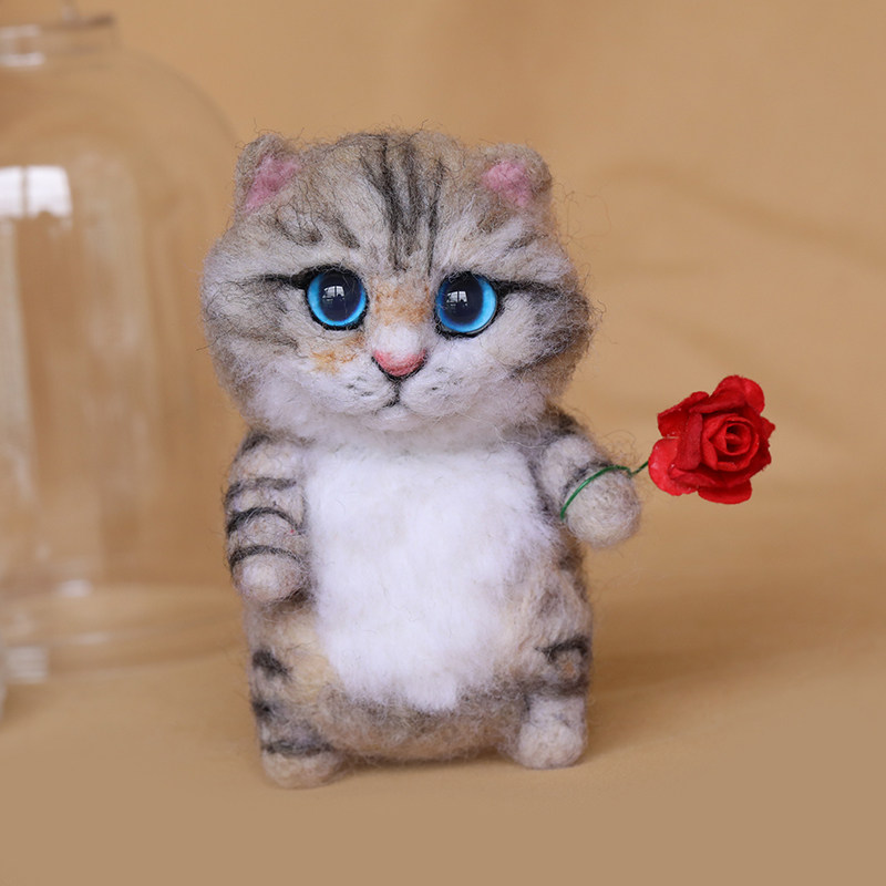 Photo custom DIY keychain pendant wool felt cat dog pet pendant plush doll cute