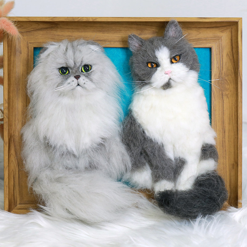 Wool Felt Kitty Photo Frame Group Photo Goat Felt Finished Product DIY To Customize Handmade Doll Emulation Pendulum Pet