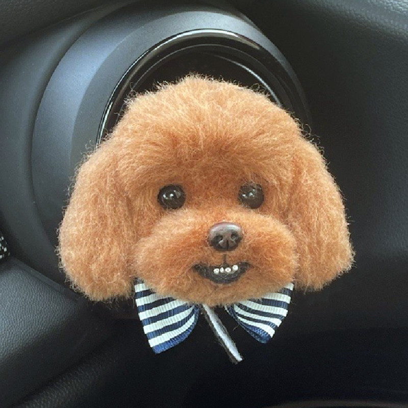 Wool felt simulation pet teddy bear puppy car ornaments air outlet wool felt pure handmade creative gift
