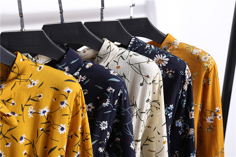 French niche dress nữ trên đầu gối 2019 mùa xuân mới voan hoa dài tay dài mùa thu và mùa đông váy thời trang nữ cao cấp