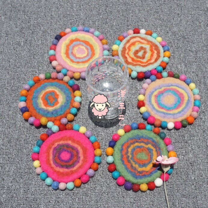 Color ball felt coaster placemat 12cm zaka Japanese star with the same coaster cute American country