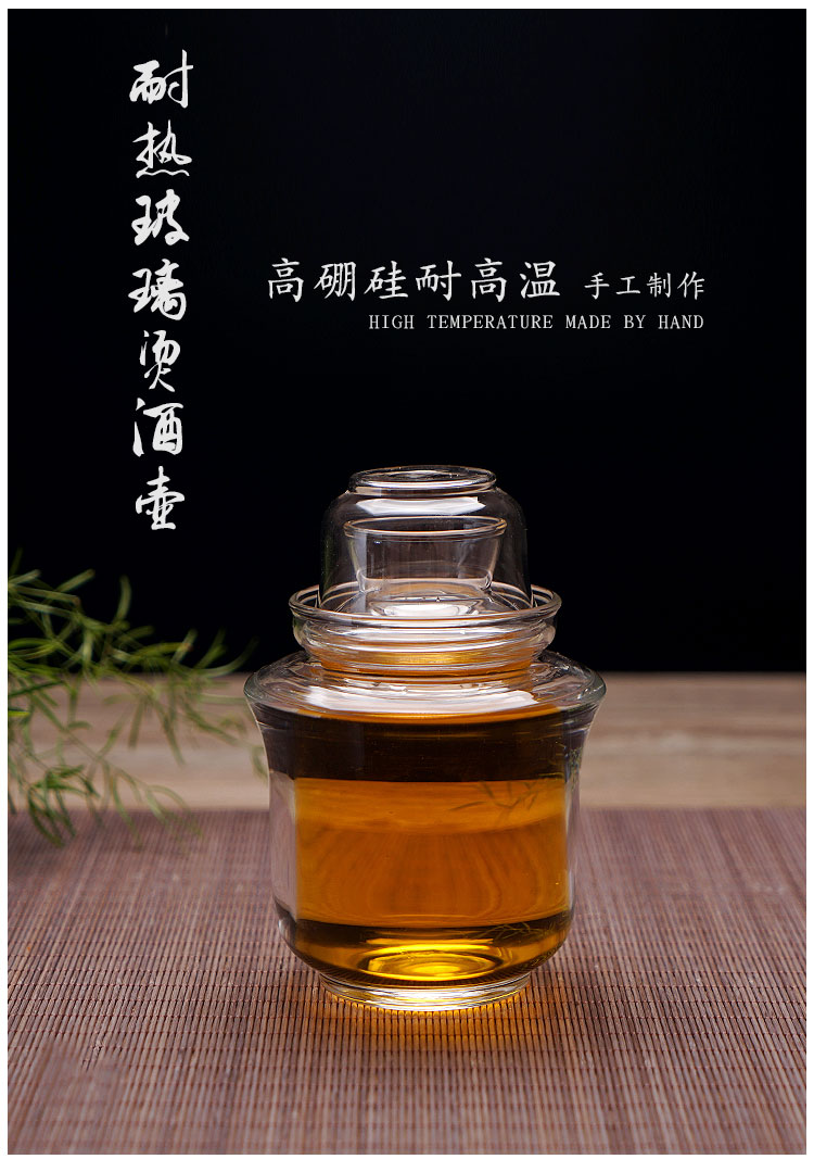 Bình thủy tinh chịu nhiệt bốn ly rượu vang trắng vàng ấm áp nồi rượu ba mảnh ấm rượu vang nóng rượu vang nóng đặt nồi rượu ly uống rượu mạnh