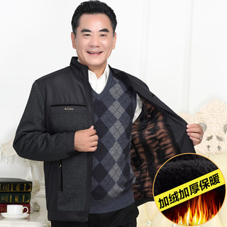 Thickened velvet autumn and winter jacket for middle-aged and elderly men