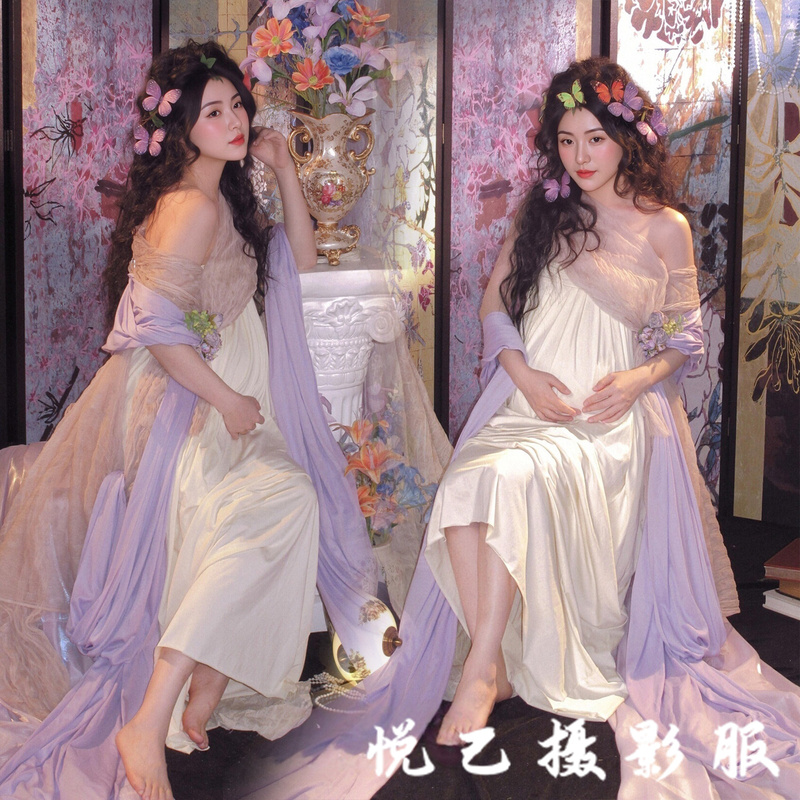 French-Style Romantic Palace Fairy Dress Maternity Outfit for Photo Studio, Gentle Atmosphere, Pregnant Mother's Artistic Photo Shoot Clothing French-Style Romantic Palace Fairy Dress Maternity Outfit for Photo Studio, Gentle Atmosphere, Pregnant Mother's Artistic Photo Shoot Clothing