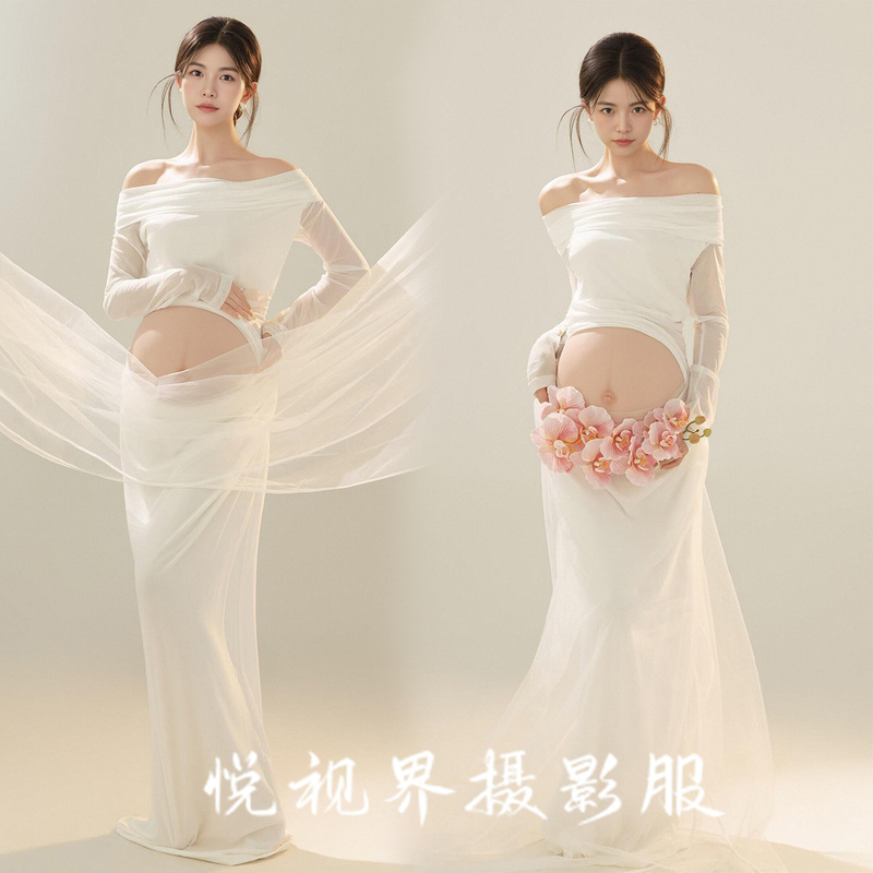 Maternity Photography Clothing Studio New Style Pure and Desirable High-End Dress for Pregnant Women with Big Belly Photoshoot Outfits Maternity Photography Clothing Studio New Style Pure and Desirable High-End Dress for Pregnant Women with Big Belly Photoshoot Outfits