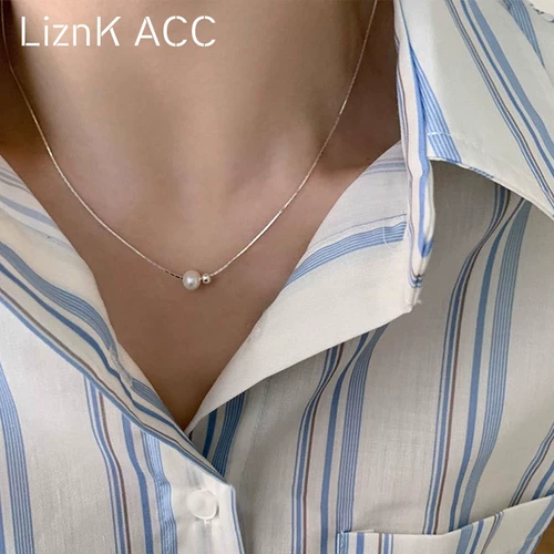 Изысканное минималистское жемчужное ожерелье 𫔀Женское 2024, новое нишевое ожерелье из титановой стали с ключицей, темпераментное универсальное женское ожерелье