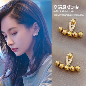 s925 silver needle Wang Ziwen the same earrings women's summer style unique niche design earrings 2021 new trend