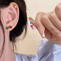 Три пары сережек конфетного цвета-E5016 золото.