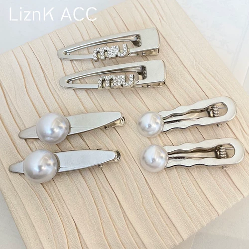 Матовая серебряная челка с буквами, шпильки для волос, заколка для волос, изысканный стиль