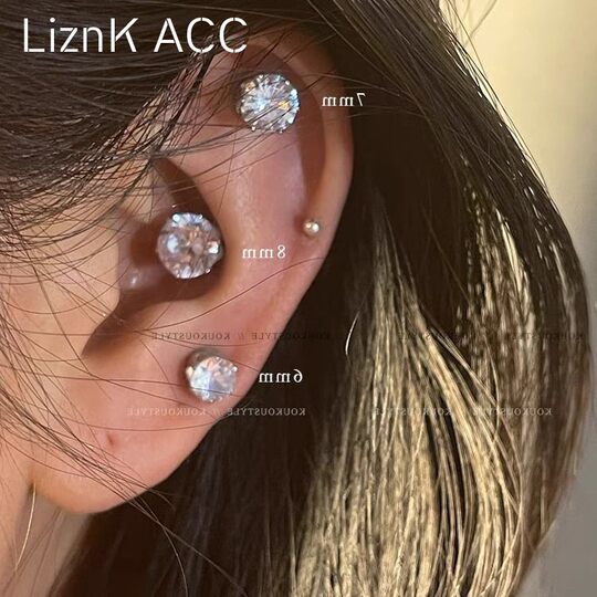 Super flash zircon flash diamond magnetic ear clip for women without pierced ear bones clip ear studs cochlear stud earrings