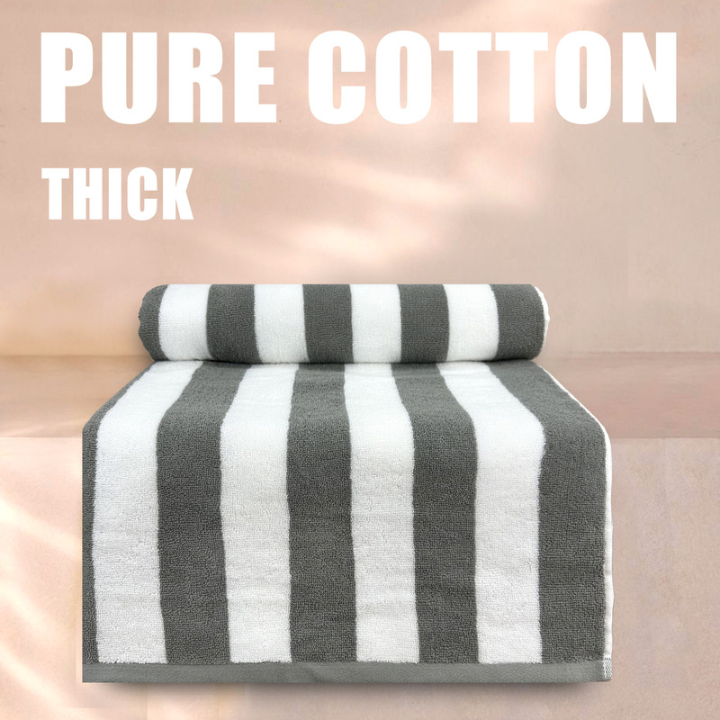European and American Style Beach Towel, Double-Sided Terry, Color-Woven Stripes, Absorbent, Extra Long, Extra Large, Extra Thick, Pure Cotton Bath Towel 180*90