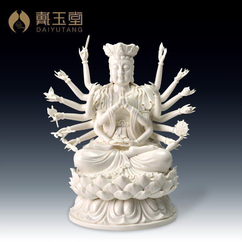 Dai Yutang ceramic esoteric Buddha statue at home for home decoration artwork eighteen-hand Zhunti Buddha's mother Guanyin