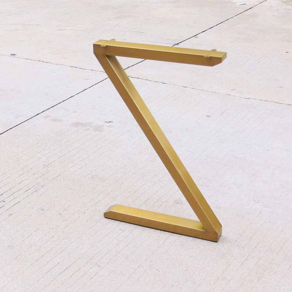Brushed stainless steel table legs customized electroplating black titanium alloy table legs furniture desktop bracket Z-shaped table tripod customization
