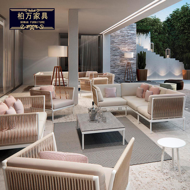 Outdoor high-end vine sofa combination living room vine chair sofa canoei casual garden open-air courtyard furniture