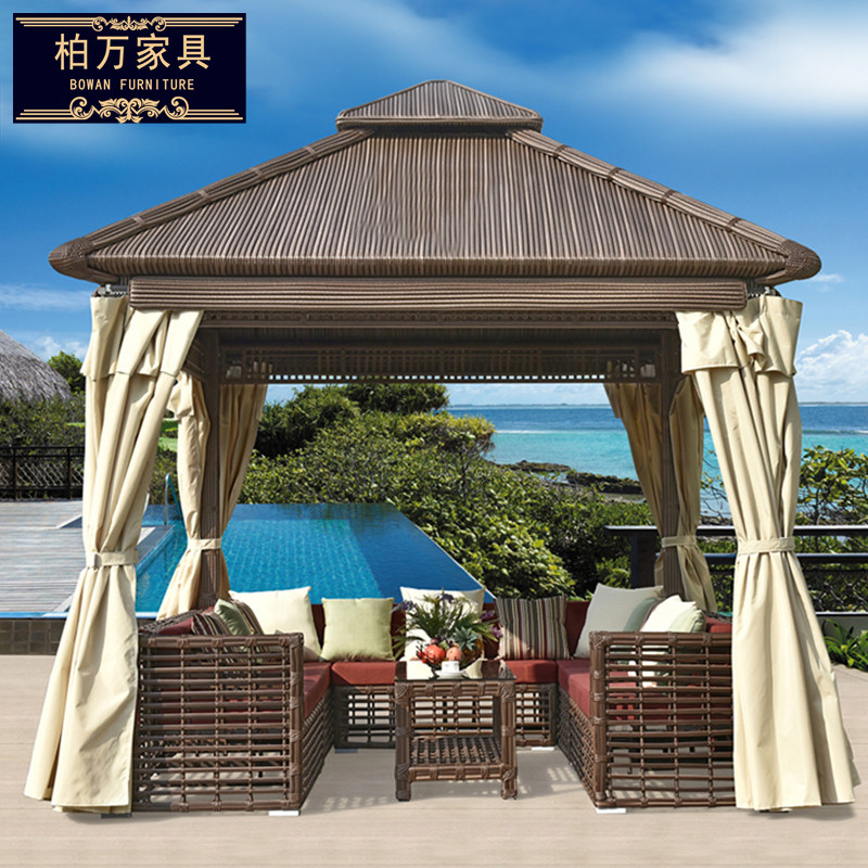 Pavilions Outdoor Cool Pavilions Courtyard Folk aluminum alloy Garden Villa Antique designer Custom Hotel Vine-knitted pavilions