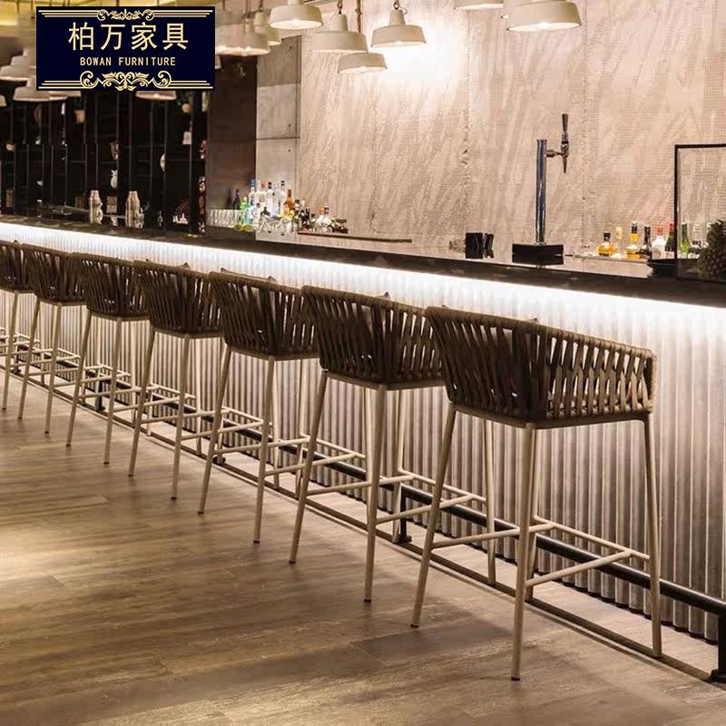 Outdoor high-foot bar chair Simple modern light luxury creative network red front desk designer Nordic Fuji Bar backward