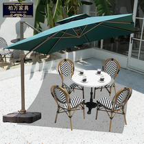 Outdoor parasol courtyard umbrella villa garden double-layer security station guard station cafe Roman umbrella printing logo
