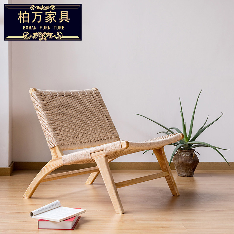 Home stay soft outdoor leisure chair solid wood designer study balcony garden cafe Nordic single sofa chair