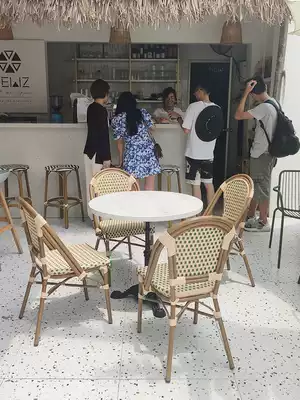 Rattan chair single casual dining chair French indoor woven hotel outdoor table and chair combination French cafe chair