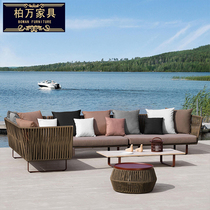 Outdoor sofa furniture villa courtyard sunshine room leisure living room rattan outdoor designer hotel rattan sofa