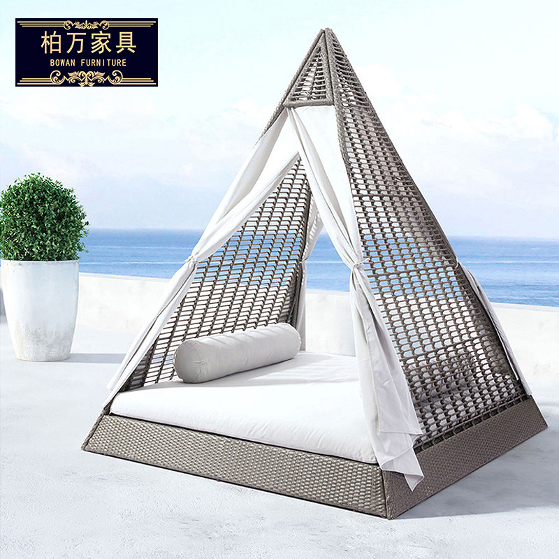 Sofa Lying Bed Outdoor Seaside Beach Swimming Pool Large Lying Bed Leisure Personality Creative Fashion Lounge Chair Shade Furniture