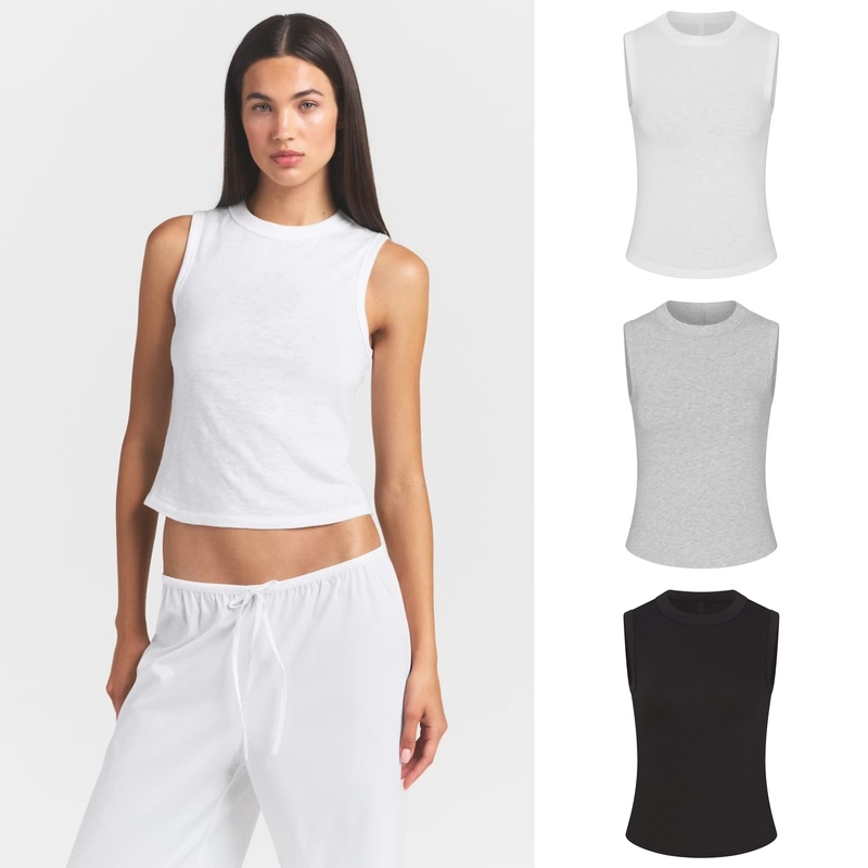 In Stock Skims Worn in Jersey High Crew Tank Washed Cotton Sleeveless Tank Top T-Shirt High Neck In Stock Skims Worn in Jersey High Crew Tank Washed Cotton Sleeveless Tank Top T-Shirt High Neck