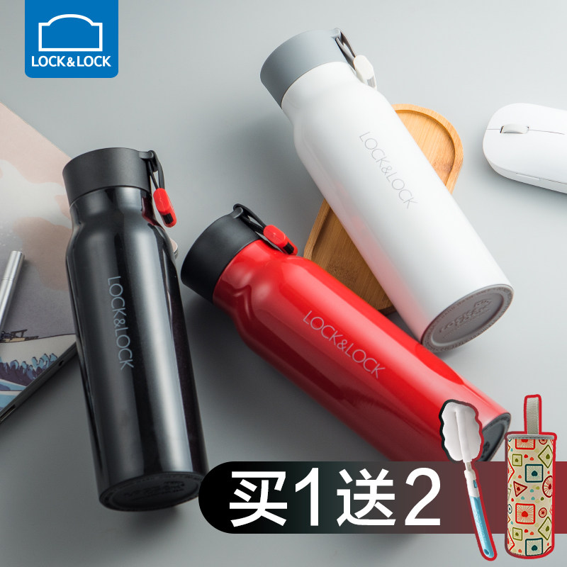 Le buckle Le buckle thermos mug large capacity mug portable with handle simple men's and women's stainless steel trend
