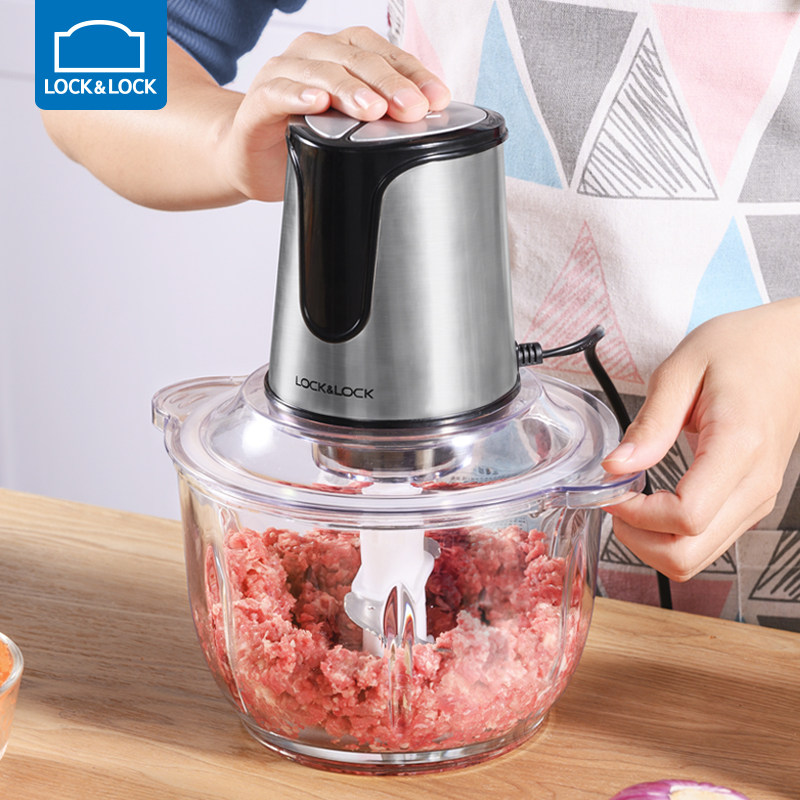Lock lock meat grinder Electric household multi-function stainless steel cooking machine Vegetable blender Vegetable shredder Meat blender Small