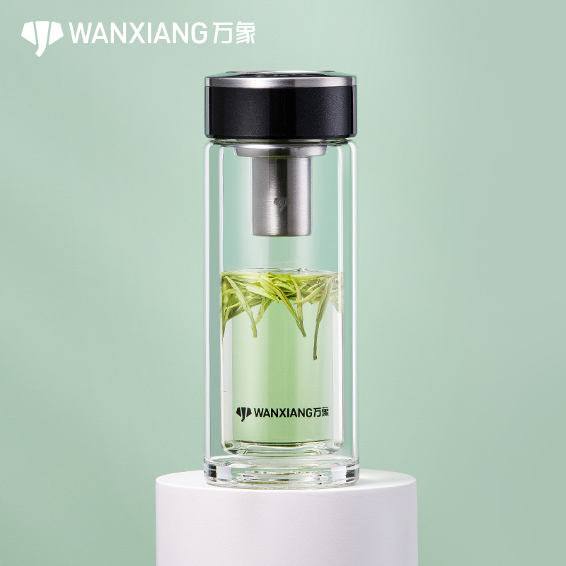 Vientiane double-layer glass men's and women's household cups large capacity cups with filter transparent heat insulation cups