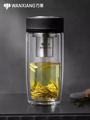 Vientiane double-layer glass thickening flagship store car women's water cup official website portable cup men's high-end teacup