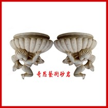Qisi Art Sandstone Sculpture European-style Relief Round Carving Little Angel Translucent Lampshade Wall Lamp Home Decoration Hotel Decoration