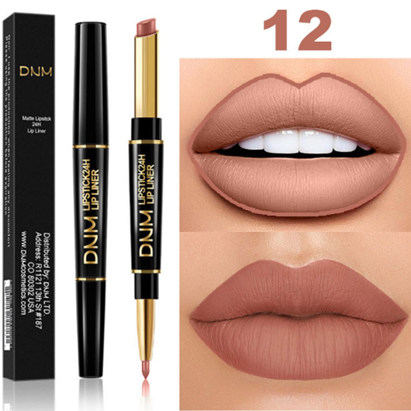 Küchen's double head eats native colour not stained with mouth red lip pen lasting waterproof coffee brown hook lip thread pen nude color matt