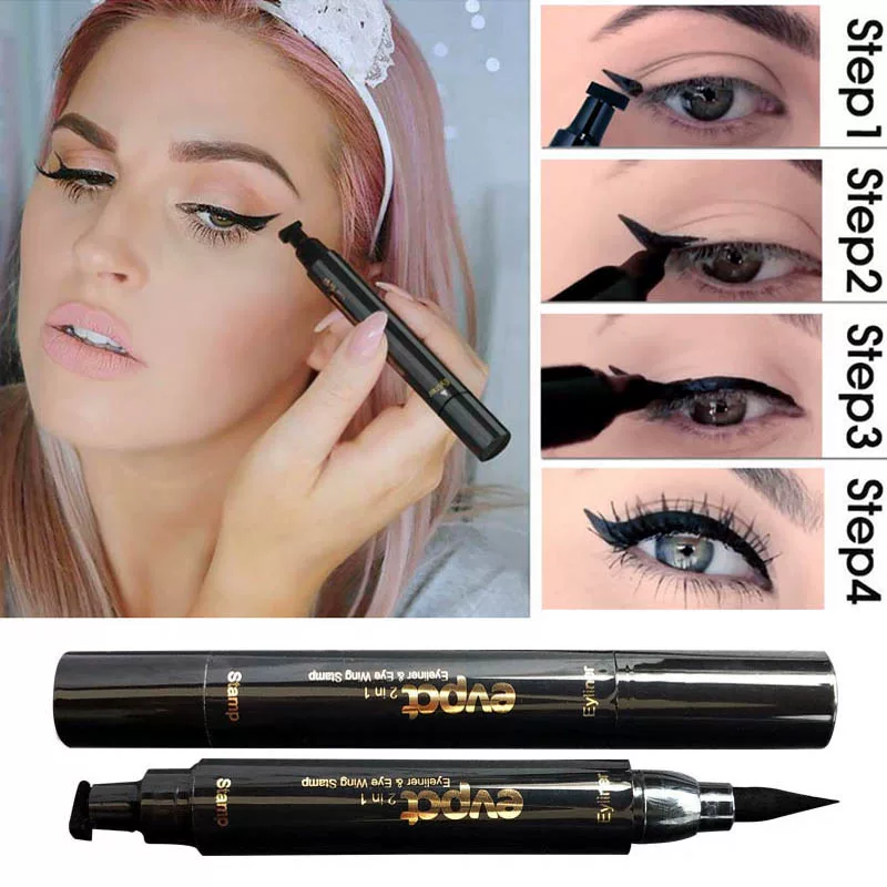Двухвекторная жидкая подводка для глаз Matte Black Wing Stamp Seal Penthin