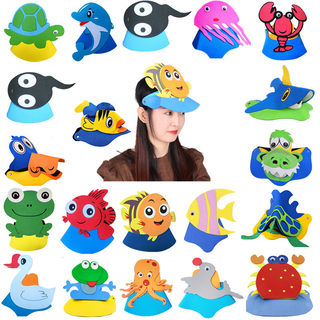 Ocean theme animal headdress children's headgear crayfish penguin shark mask kindergarten performance props hat