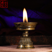 The collection of the Kun Kuns collection of the Tibetan Qingdei Karma is the old oil lamp thick and low disc Buddha front for the lamp old ghee lamp