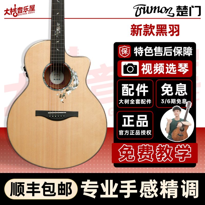 Trumon Chu Men Black Feather Single 950/980Tf Fingerstyle Folk Guitar Advanced Amplification