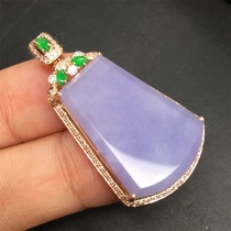 Quarrying Weng ice seed Jade Violet glanders kgold inlaid natural jade pendant