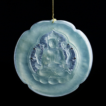Quarrying Weng Ice Four-arm Guanyin Round Pendant Natural Myanmar Jade Men and Women