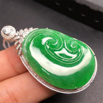 Quarrying natural Burma Ice Jade Green Ruyi Pendant kgold inlay jewelry pendant