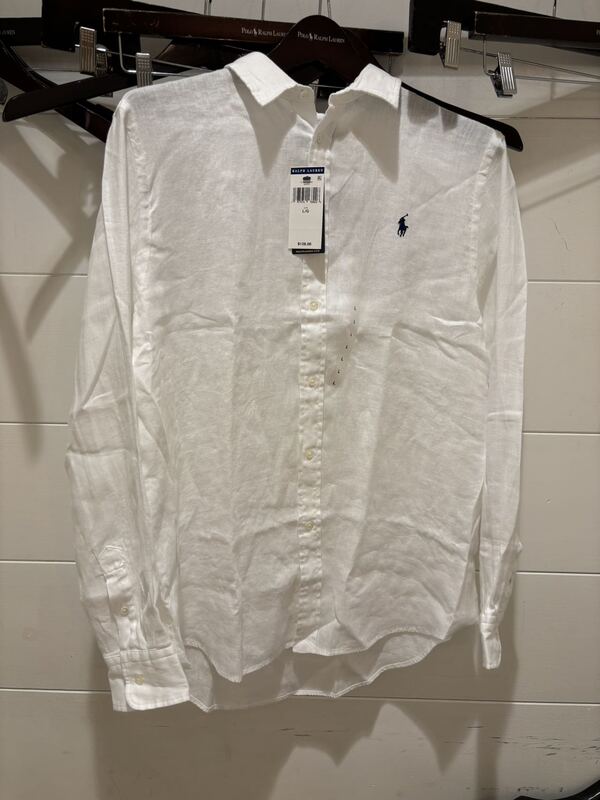 Ralph Lauren/Ralph Lauren Women's Classic Pony Logo Linen Casual Workwear Long-Sleeved Shirt Top Ralph Lauren/Ralph Lauren Women's Classic Pony Logo Linen Casual Workwear Long-Sleeved Shirt Top