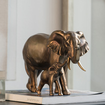 European copper gold mother and son elephant ornaments Resin crafts Home living room town house decorations Housewarming new home gifts
