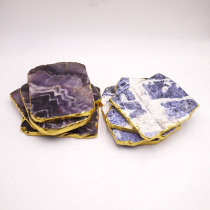 Brazil imported natural crystal purple Phnom Penh agate sheet rough blue teacup pad model room decorative ornaments
