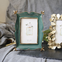 European retro photo frame Bedroom living room decoration exquisite classical dark green 6 inch table hanging wall